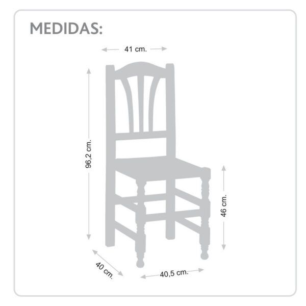 Silla madera de pino Palmi medidas