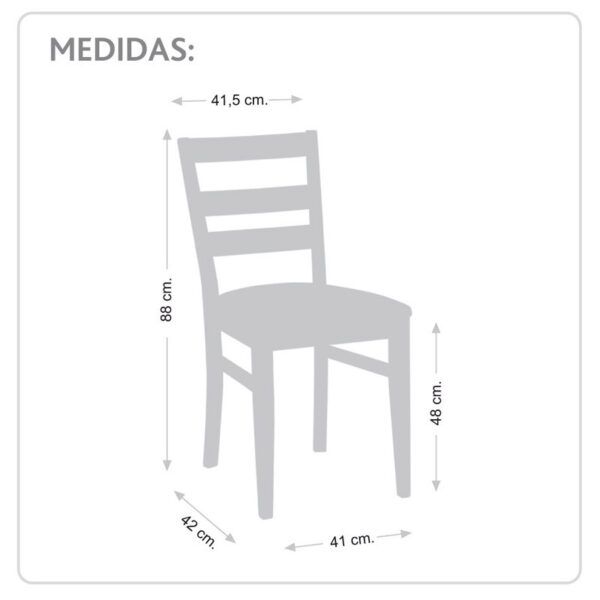 Medidas silla madera de haya Milan