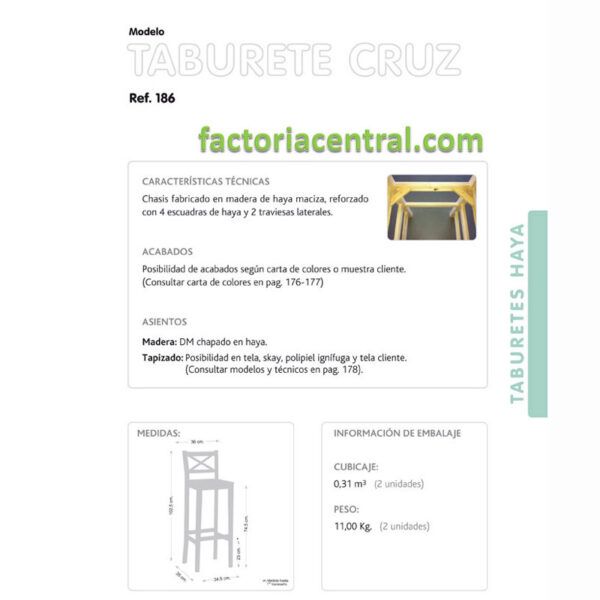 Taburete haya Cruz ficha tecnica