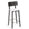 Taburete madera de haya Yara asiento tapizado skay blanco