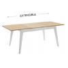 Mesa extensible Parla abierta, patas en blanco y tablero color natural