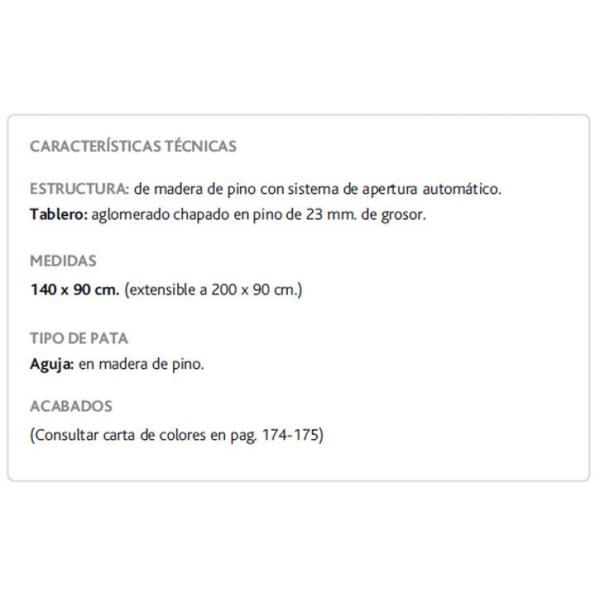 Mesa extensible Parla ficha tecnica
