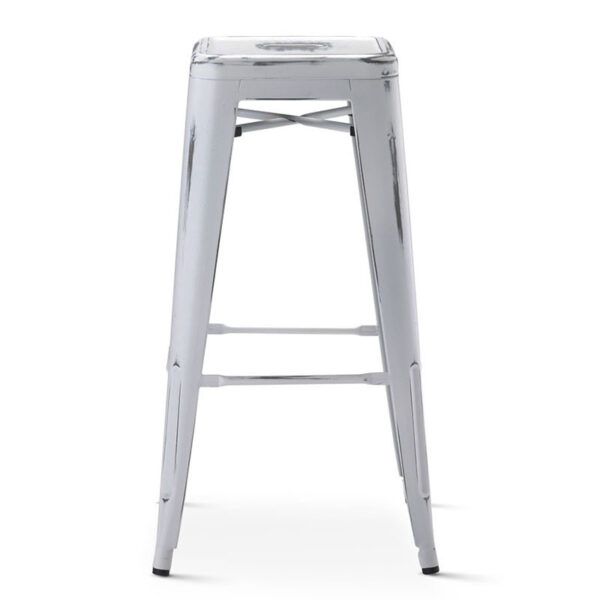 Taburete Tolix replica blanco envejecido