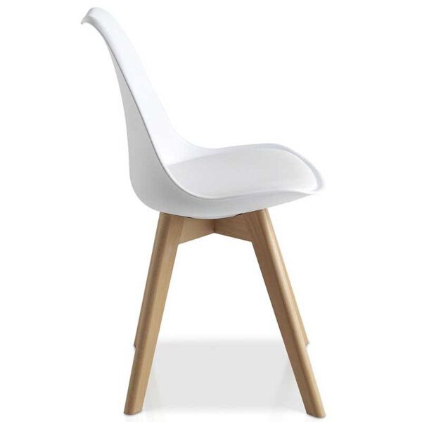 Silla Tower plus con asiento tapizado blanco