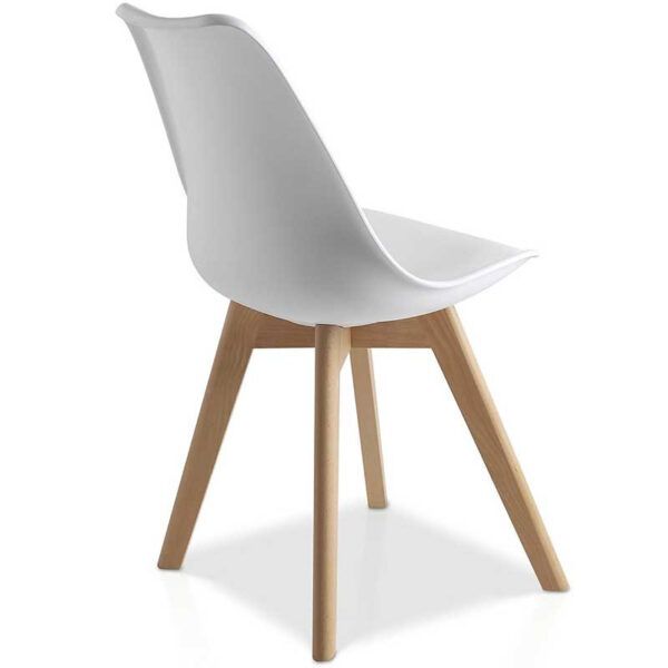 Silla Tower plus con asiento tapizado blanco