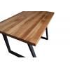 Pie metálico Ben con tablero en madera de roble alistonado