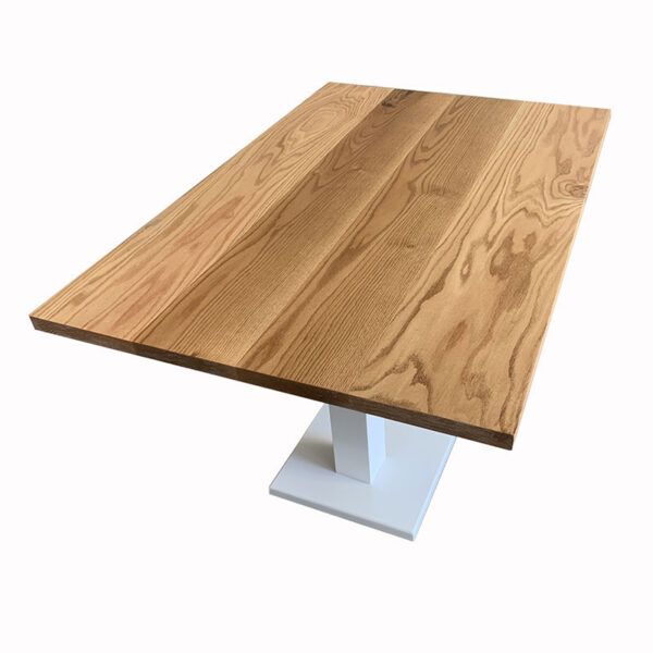 Clive Mesa madera de roble pata en dm blanco detalle tablero roble macizo natural