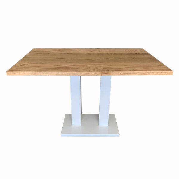Clive Mesa madera de roble pata en dm blanco tablero roble macizo natural frontal