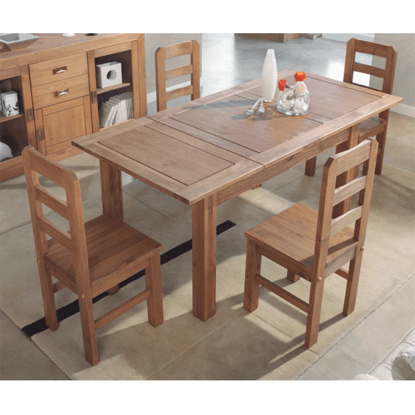 Salon Bahia madera detalle mesa extensible