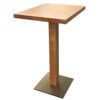 Mesa pino macizo color miel con base metalica color cobre
