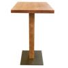 Mesa pino macizo color miel con base metalica color cobre vista frontal