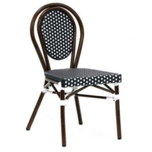 Silla parisina Dijon rattan negro-blanco