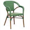 Sillon parisino Arles estructura teka rattan verde-lino