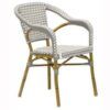 Sillon parisino Arles estructura bambu rattan gris-blanco