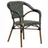 Sillon parisino Arles estructura teka rattan negro-lino