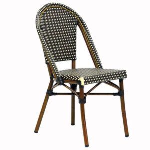Silla parisina Arles estructura teka rattan marron-lino