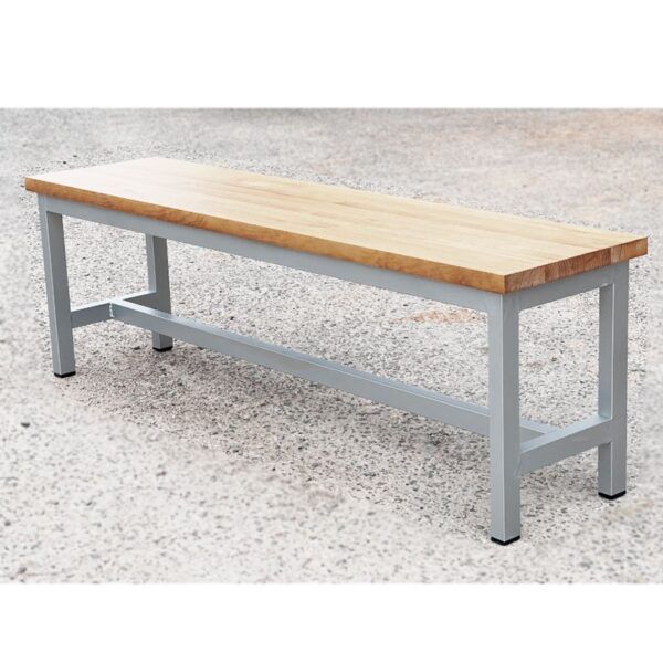 Banco Lin estructura plata mate tablero color miel