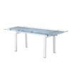 Mesa Garona patas blancas sobre de cristal transparente
