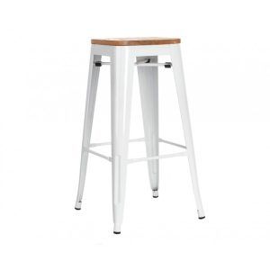 Taburete Tolix replica asiento madera